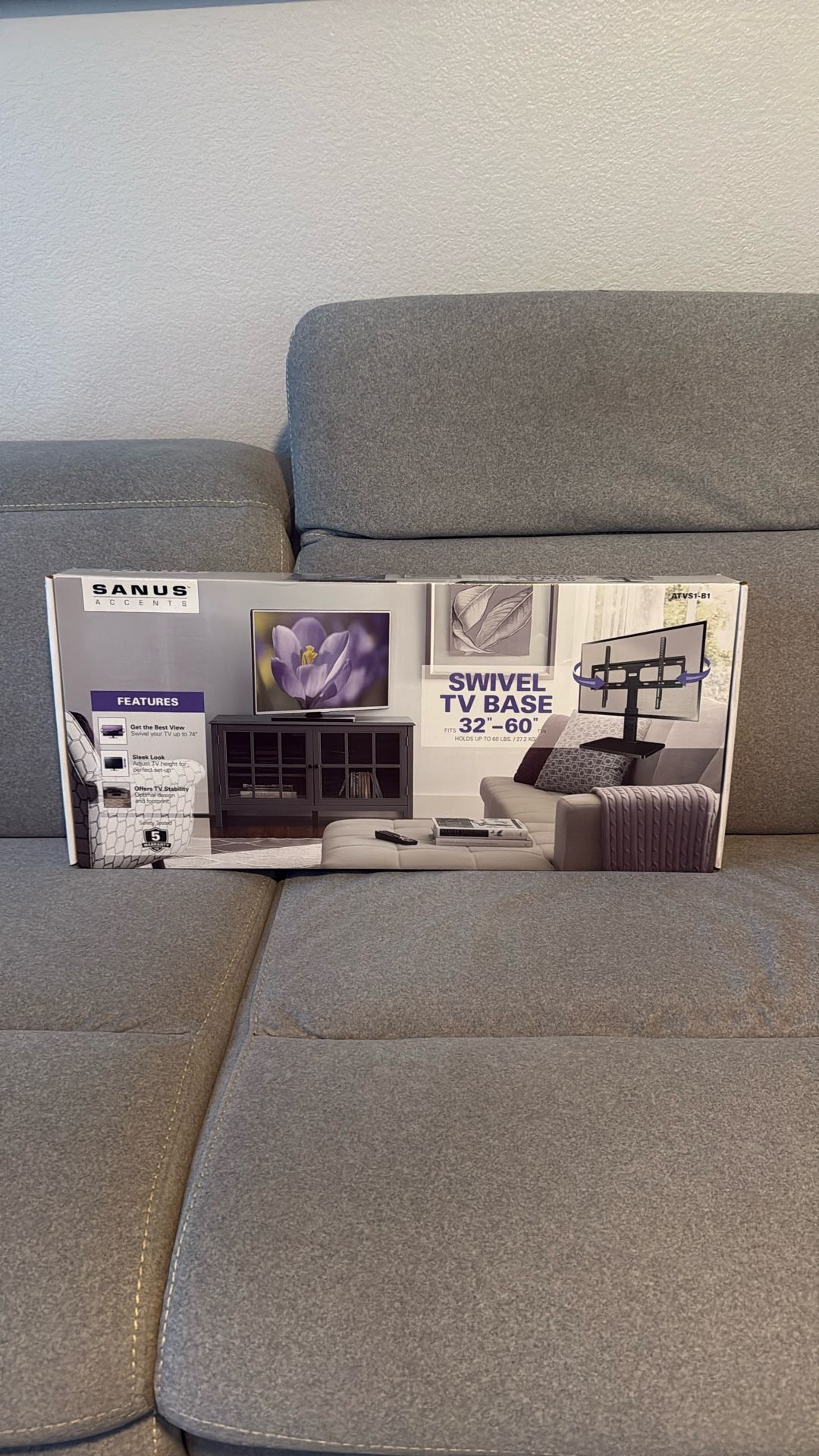 Bbw. SANUS Swivel TV Stand 32-60" Tvs Up To 60lbs 74° Swivel Height Adjustment