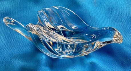 THREE (3) Gorham Crystal Doves 6” x 3” x 2.5” candle holder On