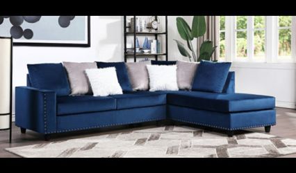 New blue Velvet Sectional Sofa