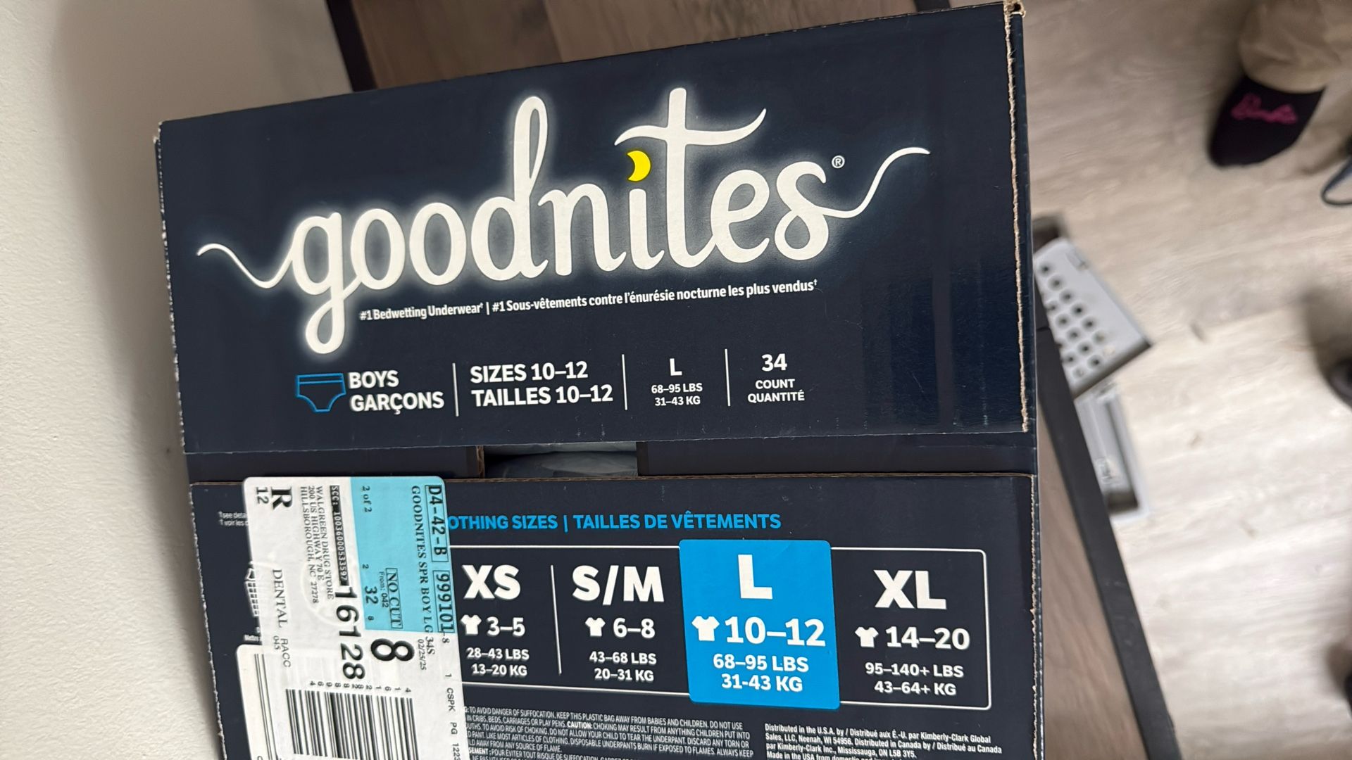 New box Of Large Goodnites