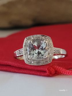 14K White Gold Aquamarine and Genuine Diamonds Ring Size 9 Solid Gold/ Anillo de Oro Blanco con Aguamarina y Diamantes! 👌🎁Post Tags: Anillo de Oro
