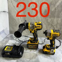 Dewalt Flexvolt Hammer Drill And Xr Impact Combo With Upgrade 9ah 