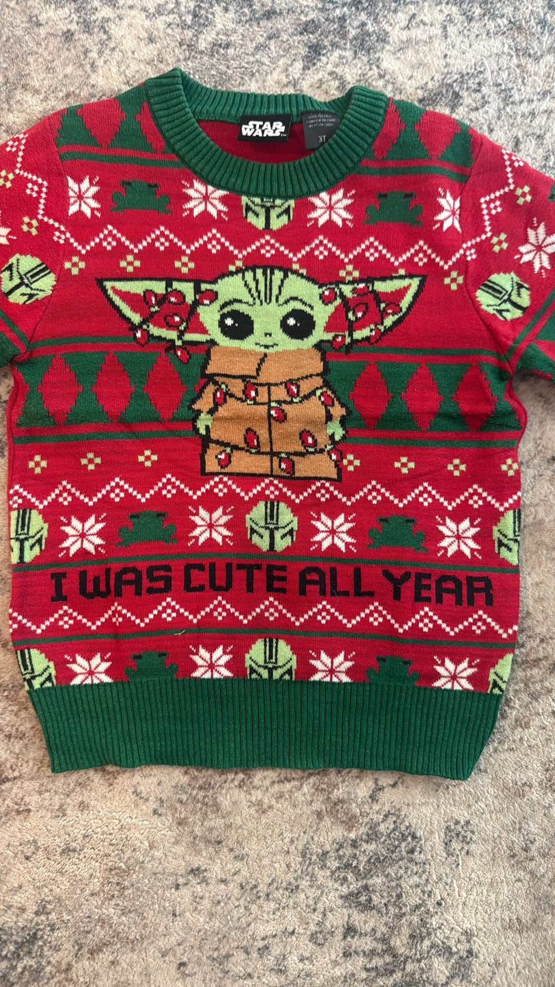 Baby Yoda Grogu Christmas Sweater 3T