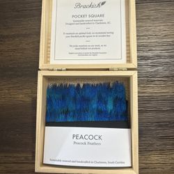 Genuine Peacock Feathered Pocket Square 