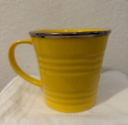 Yellow Ceramic Coffee Mug with Silver Rim