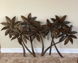 Copper Art Inc. Artist Signed Dated Cut Copper Palm Trees Beautiful 48” W x 30”