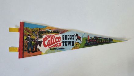 Vintage 1970s Calico Ghost Town California Felt Souvenir Pennant Train Miner
