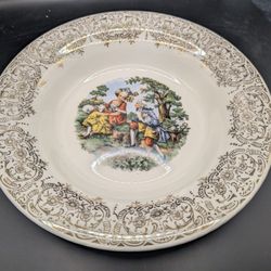 Vintage Sebring  Chantilly Victorian Scene Courting Couples 22 K Gold Inlay 8" Collectors Plate, 1940s