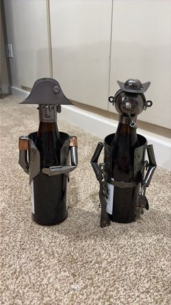 Metal Novelty Wine Bottle Holders Set of 2