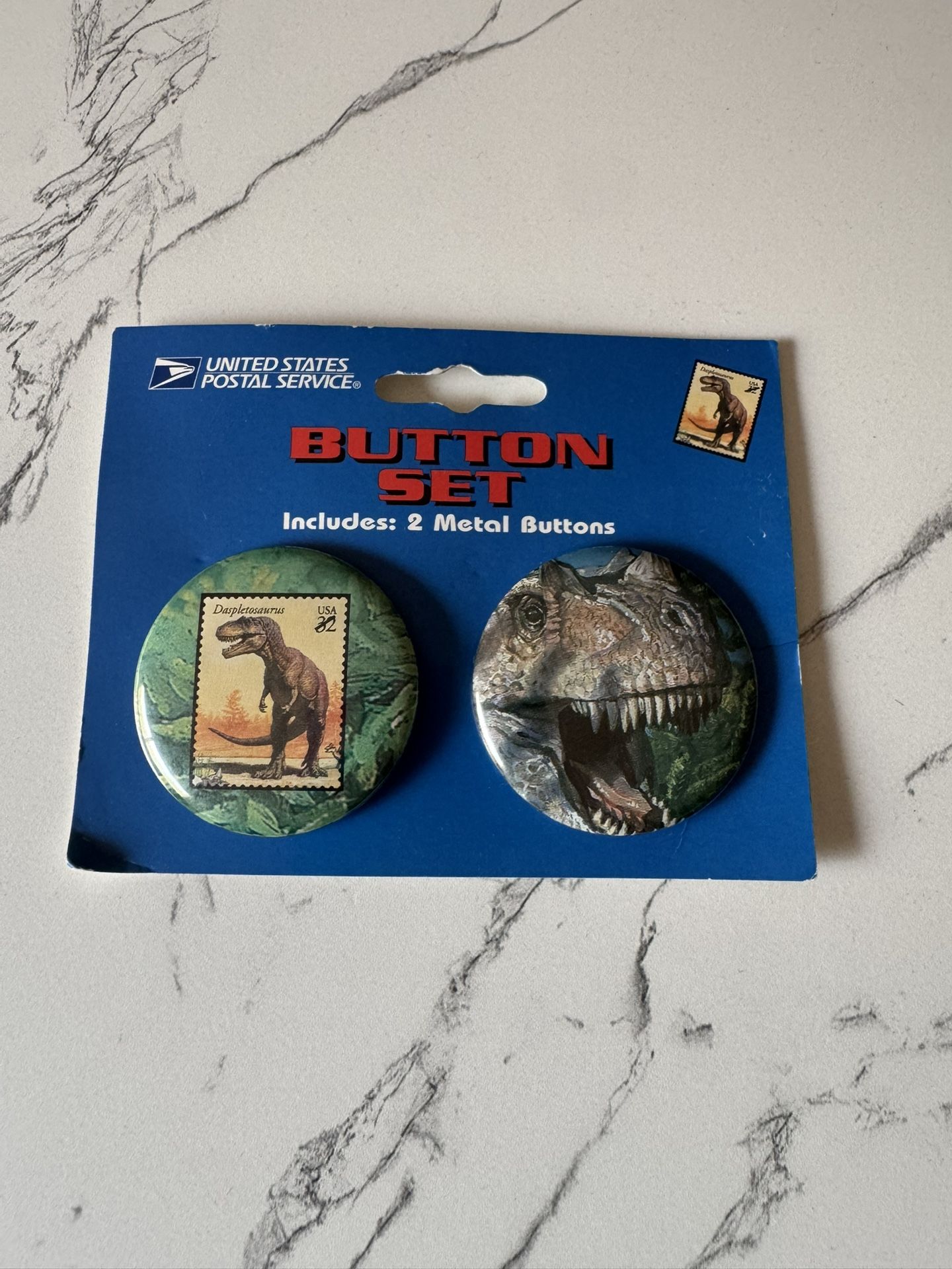 Vintage United States Postal Service Button Set “The World of Dinosaurs” 