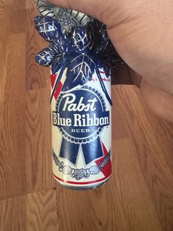 Pabst Blue Ribbon Beer Can with Metal Hop Sculpture