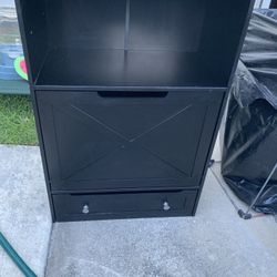 Dog Feeding Station Cabinet And Storage In Black