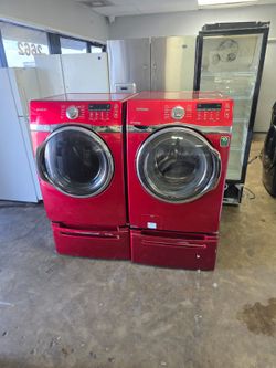 samsung front load heavy duty large capacity washer and dryer.