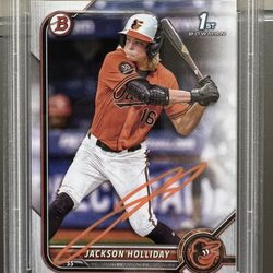 JACKSON HOLLIDAY AUTO ORANGE INK 2022 BOWMAN DRAFT PSA