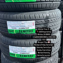 SET OF NEW TIRES, 235/60R17 DELINTE , INCLUDING MOUNTING AND BALANCING. ASK ME FOR ANY SIZE OR BRAND, LLANTAS NUEVAS