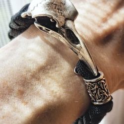 Gothic Style Raven Skull Bracelet Men and Women 9”