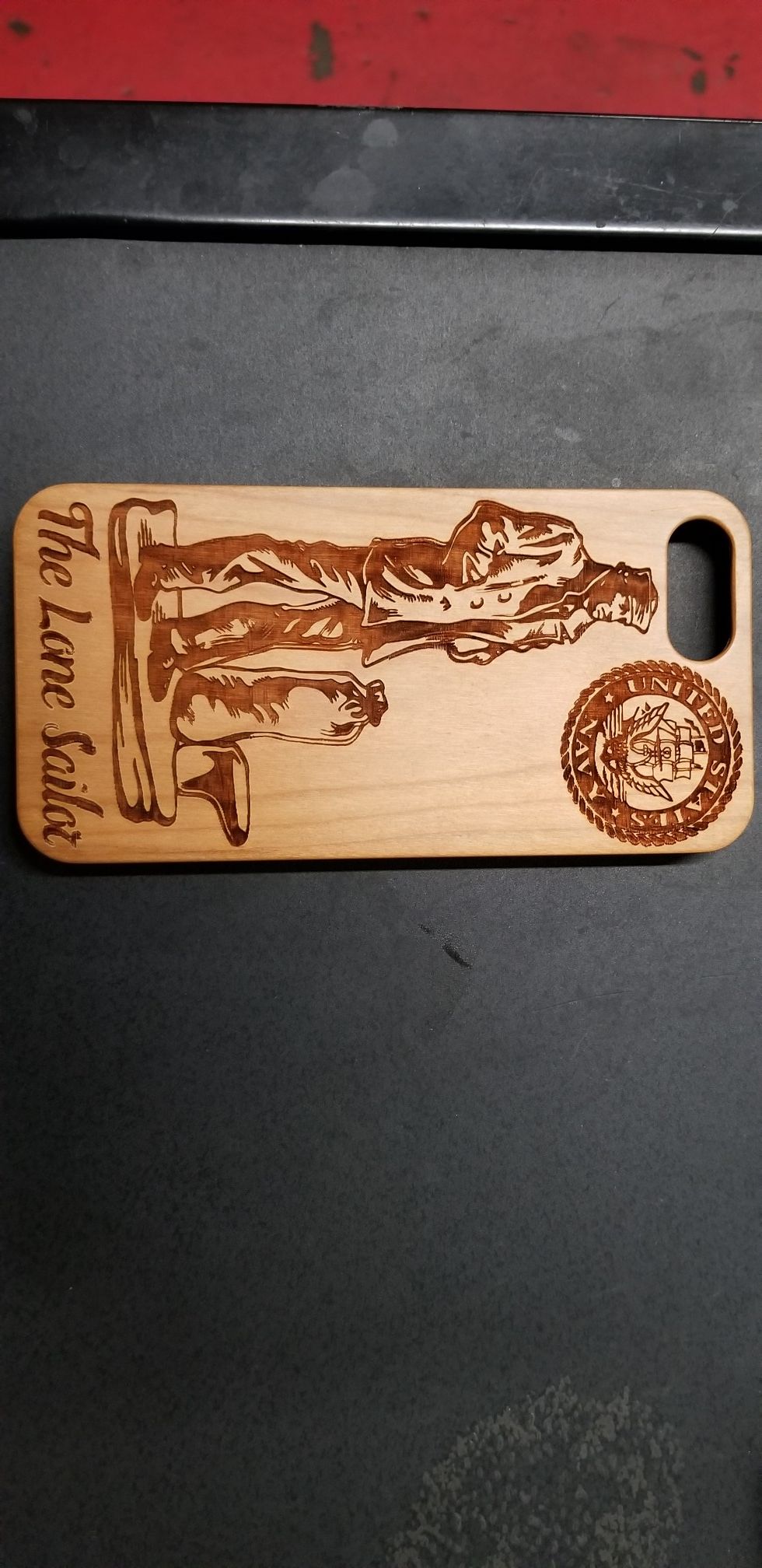 The Lone Sailor US Navy design laser engraved wood case for iPhone and Samsung Galaxy