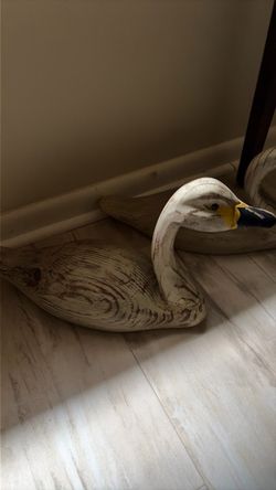 2 Antique Carved Ducks