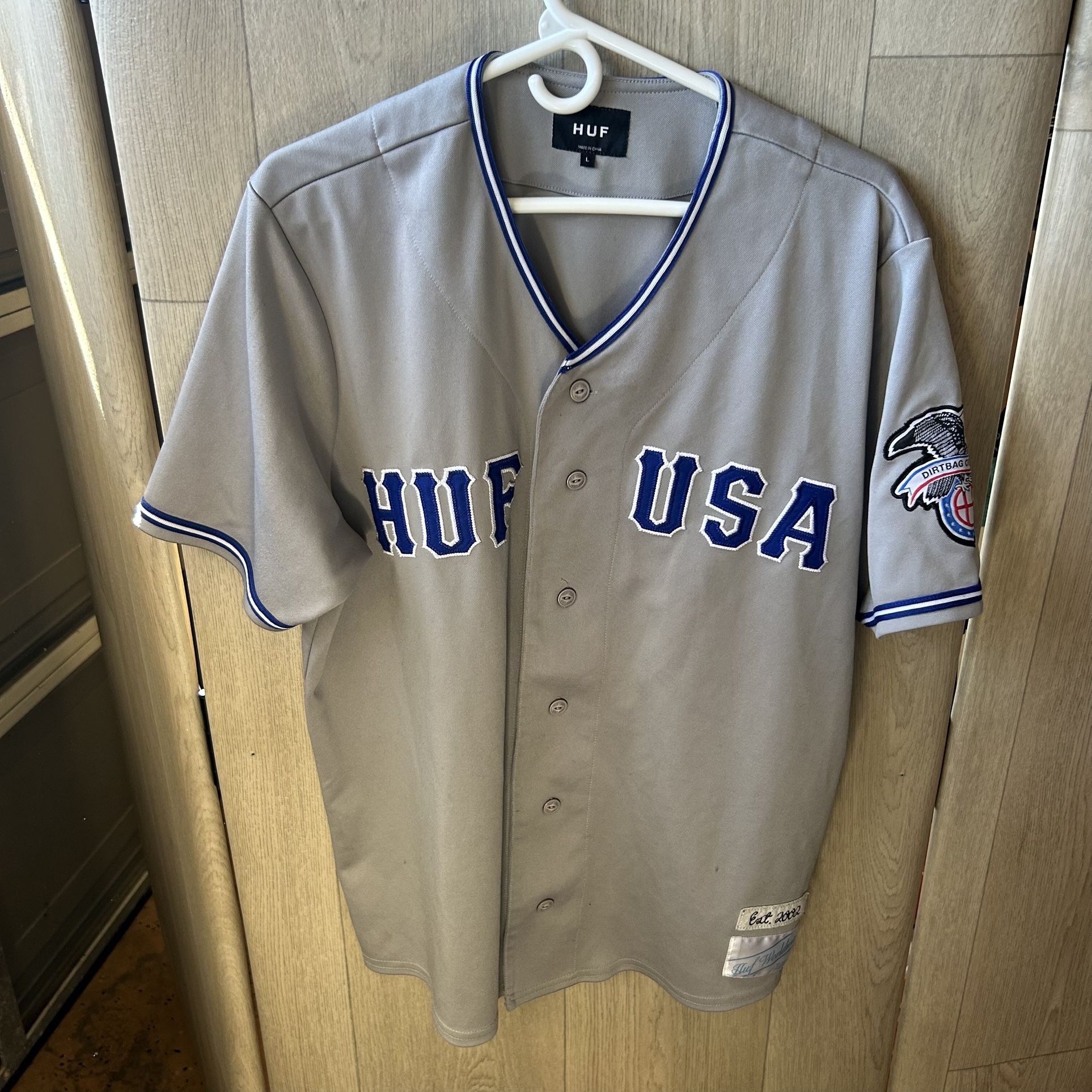 HUF baseball jersey size large dodgers colorway