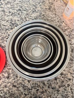9-Piece Stainless Steel Mixing Bowl Set with Lids & Accessories – $28