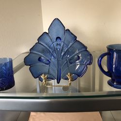 Collectible blue glass six items