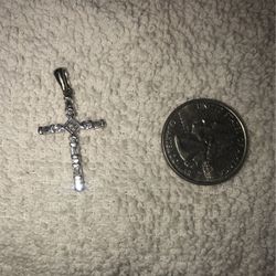 Cross Pendant 1/3 Diamonds 14kt White Gold