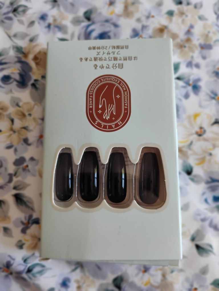 Beautiful Goth Black Nails Coffin Shape