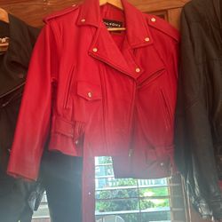 Women Red Leather Jacket