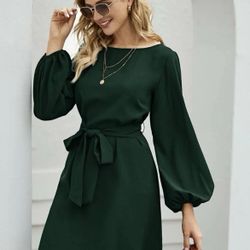Sleeve Belted Tunic Dress