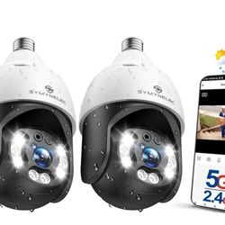 SYMYNELEC 5GHz/2.4GHz Light Bulb Security Camera Outdoor Waterproof 2.5K, 5G Dual Band WiFi Light Socket Security Camera with AI Human Motion Detectio