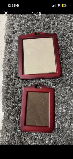 Set of 2 Red Wood Picture Frames