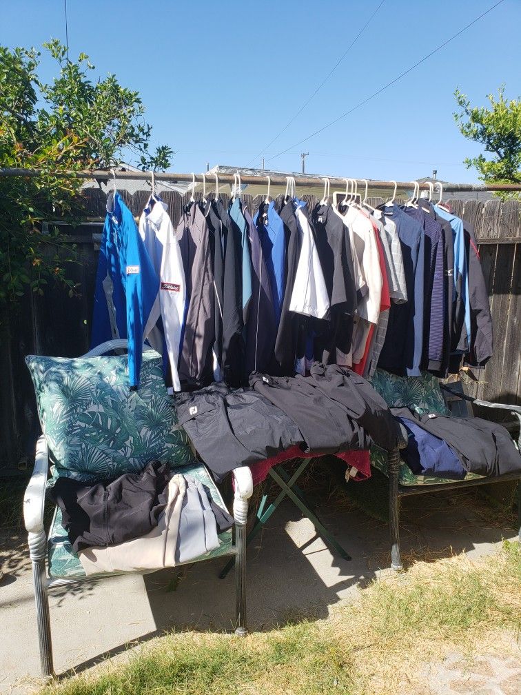 Footjoy XP , Dry Joys waterproof jackets and waterproof pants and other different brand names all in great condition.