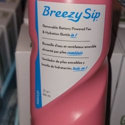 (NEW)  BREEZY SIP CUP.  HYDRATION AND FAN IN ONE. FAN CAN BE REMOVED AND HAND HELD ALSO