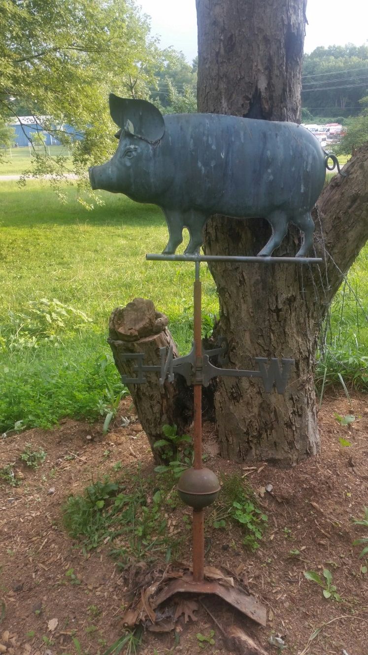 Antique copper pig weathervane