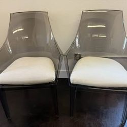 Mitchell Gold And Bob Williams Smoke lucite Chairs