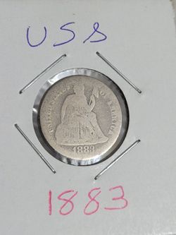 1883 US Seated Liberty Dime Silver Coin