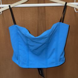 21 Saints Blue Strapless Crop Top Size XL NWT 