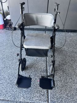 2-in-1 Walker Wheelchair Combo – Rollator with Seat & Footrests