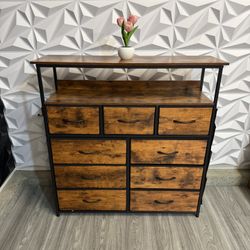 Dresser With 9 Drawers And Storage Pockets 