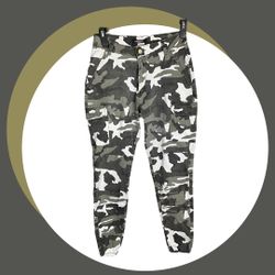 American Bazi Gray, White, Khaki Camo Stretch Cargo Jogger Pants Wm L