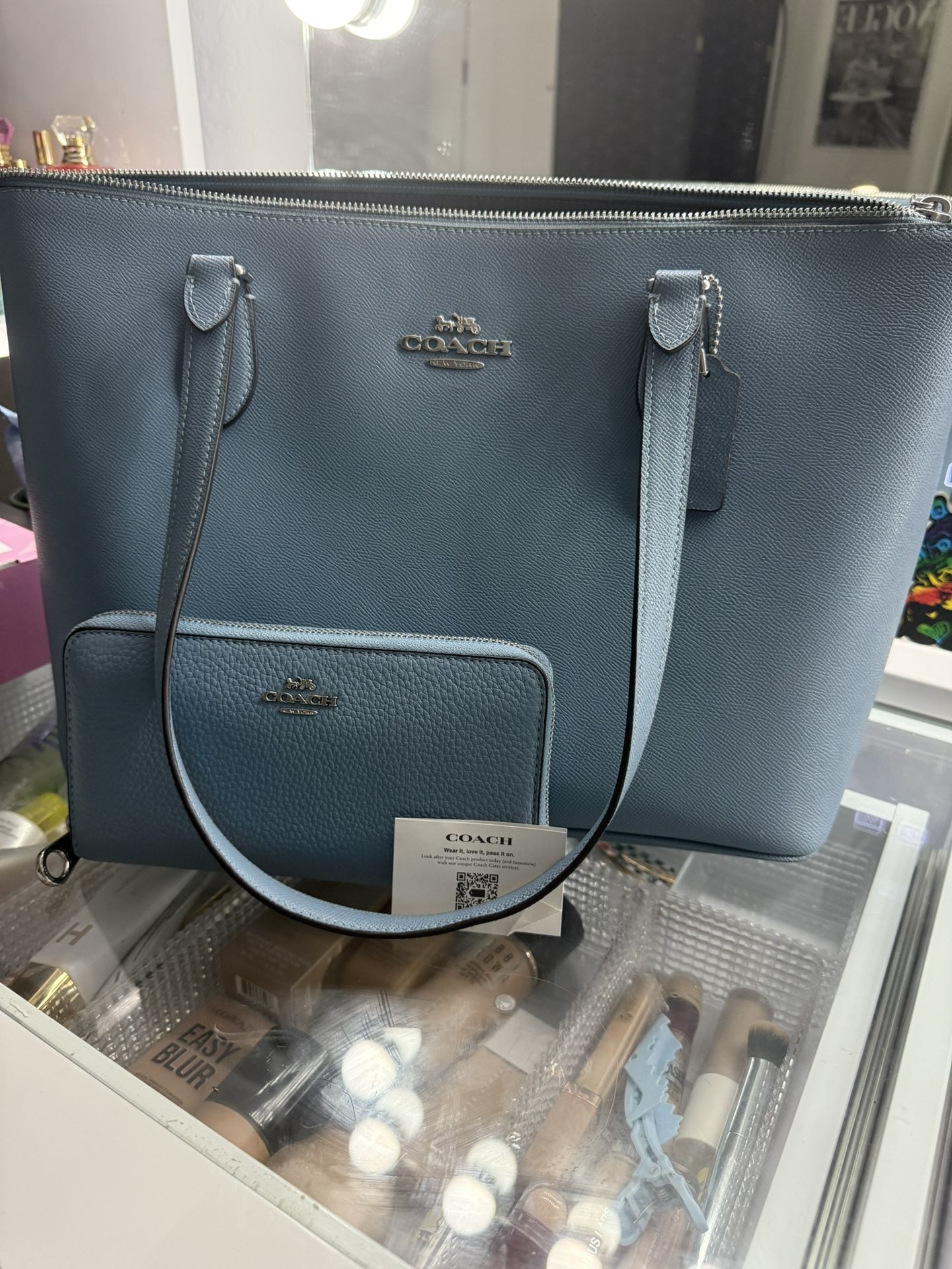 Coach Gallery Tote Bag Blue Set