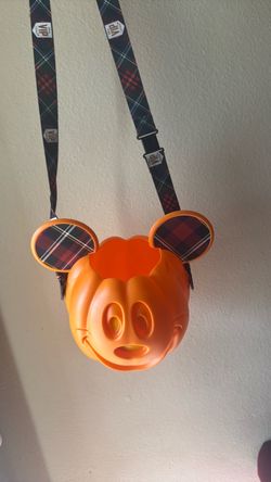 Disney Mickey Mouse Halloween Pumpkin Candy Bucket with Adjustable Strap