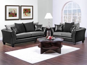 Grey and black couch and love seat set!