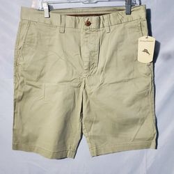 Tommy Bahamas Shorts Men 34 Adult Khaki Chino Flat Front Tan Beige Top Sail