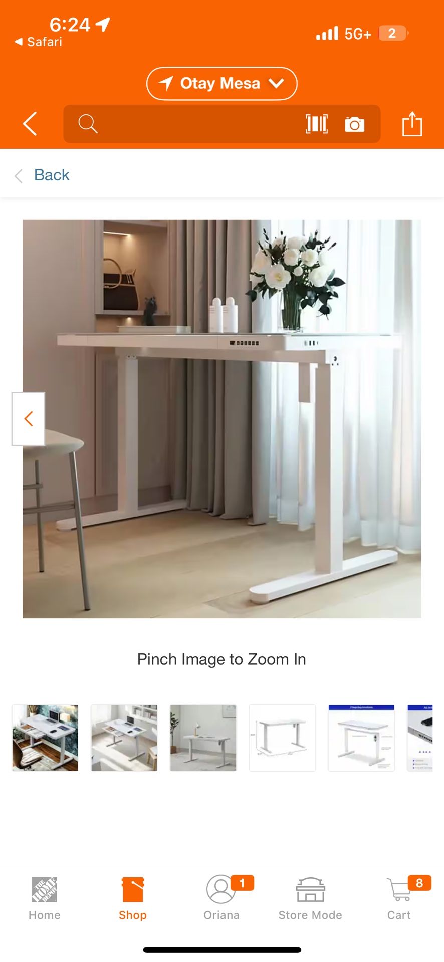 Glass white standing electric desk