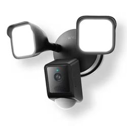 Wired Outdoor Wi-Fi Floodlight v2 Home Security Camera with 2K Video, Color Night Vision, Motion Activated LEDs - Black