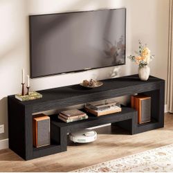 63-Inch TV Stand for 55/60/65/75-Inch TVs, Farmhouse Entertainment Center with Open Storage Shelves, Television Console for Living Room, 