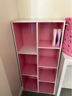 7 cube storage shelf pink white