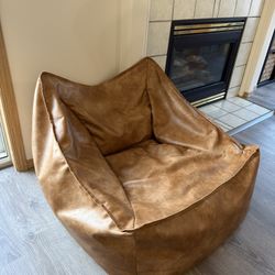 Pottery Barn Teen Faux Leather Lounger Bean Bag Chair