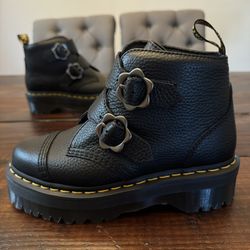 Dr Martens Women's Devon Flower Buckle Platform Boots